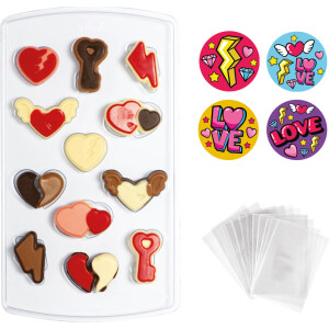 Καλούπι πλαστικό καρδιές love 3cm Decora