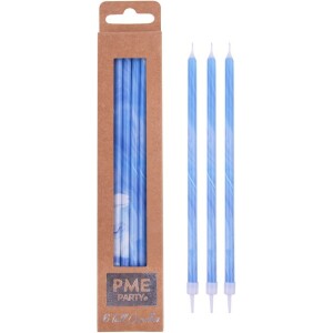 Κεριά μπλε marble 18cm 6τεμ PME