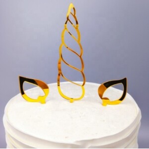 Topper μονόκερος (κέρατο και αυτιά) χρυσό