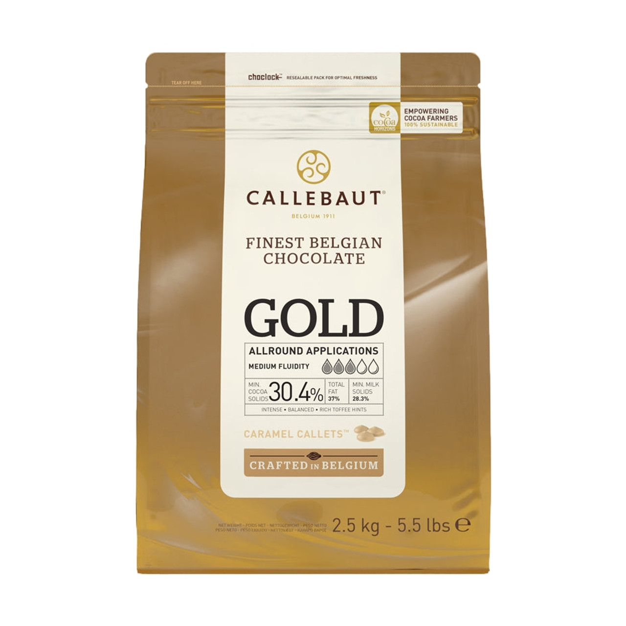 Κουβερτούρα σταγόνες λευκή Gold Caramel 2,5 κιλά Callebaut - Image 2