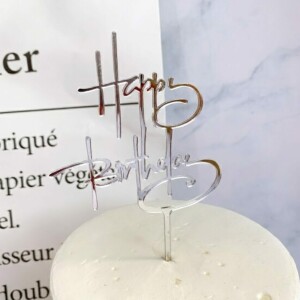 Topper Happy Birthday Funky ασημί 16cm