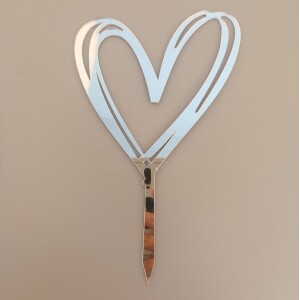 Topper καρδιά τριπλή ασημί 17cm