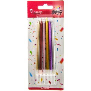 Κεριά πολύχρωμα μεταλλιζέ 11cm 6τεμ Viosarp