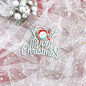 Topper χιονάνθρωπος Merry Christmas 14cm