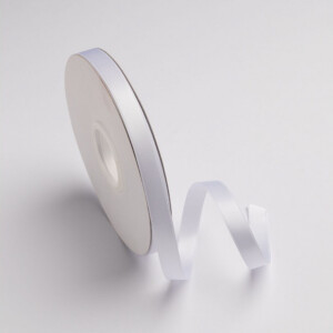 Κορδέλα σατέν λευκό με ούγια 12mm 50m διπλής όψης