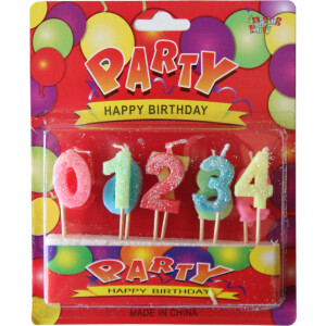 Κεριά αριθμοί σετ πολύχρωμα με glitter Amazing Party