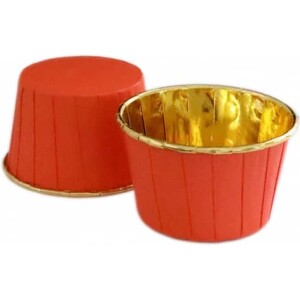 Θήκες cupcake σταθερές κόκκινο με χρυσό 5cm 50τεμ