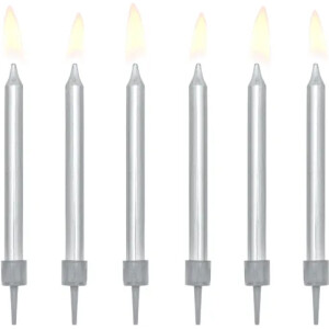 Κεριά ασημί 6cm 6τεμ PartyDeco