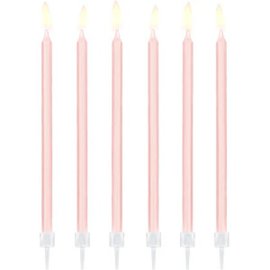 Κεριά ροζ 14cm 12τεμ  PartyDeco