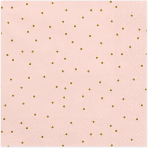 Χαρτοπετσέτες ροζ πουά χρυσό 33cm 20τεμ PartyDeco