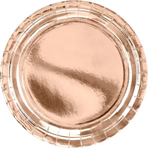 Πιάτα χάρτινα ροζ χρυσό 23cm 6τεμ PartyDeco