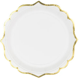 Πιάτα χάρτινα Vintage με χρυσό περίγραμμα 18,5cm 6τεμ PartyDeco