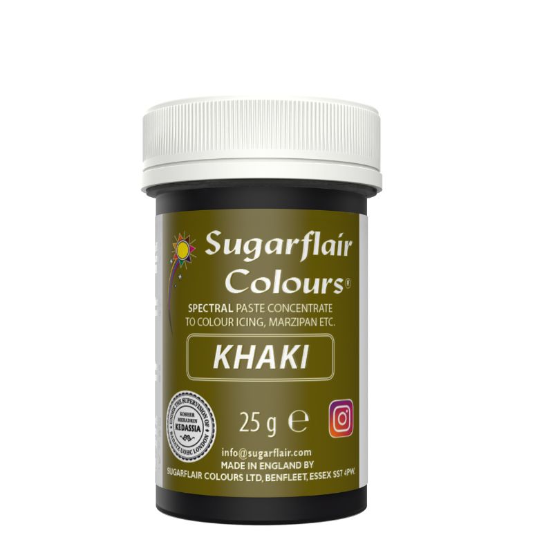Χρώμα ζαχαροπλαστικής πάστα πράσινο khaki 25γρ Sugarflair - Image 2