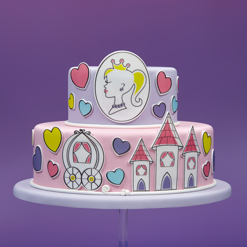 Πλάκα ζαχαρόπαστας πριγκίπισσα και κάστρο 20x30cm Sugart