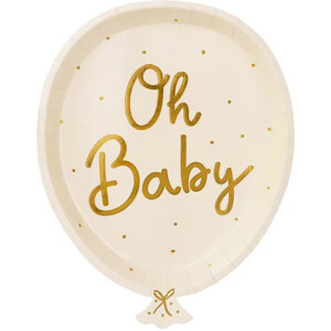 Πιάτα χάρτινα μπαλόνι Oh baby 17,5x22,0cm 6τεμ PartyDeco