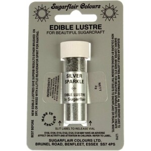 Χρώμα ζαχαροπλαστικής σκόνη ασημί silver sparkle 2γρ Sugarflair