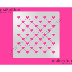 Στένσιλ καρδιές καρώ 14x14cm