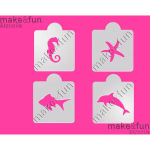 Στένσιλ ζώα της θάλασσας 6,5cm 4τεμ