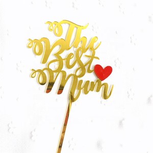 Topper The Best Mum με κόκκινη καρδιά 13cm