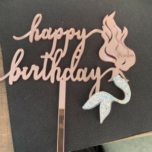 Topper Happy Birthday με γοργόνα 15cm