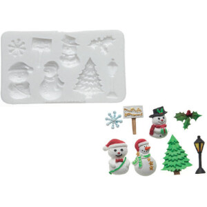 Καλούπι σιλικόνης χριστουγεννιάτικα χιονάθρωποι - δέντρα Silikomart