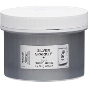 Χρώμα ζαχαροπλαστικής σκόνη ασημί silver sparkle 100γρ Sugarflair