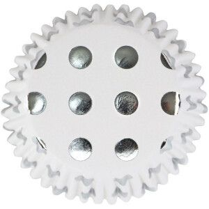 Θήκες cupcake ασημί πουά 5cm 30τεμ PME