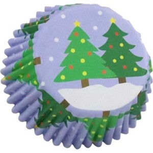 Θήκες cupcake με χριστουγεννιάτικα δέντρα 5cm 30τεμ PME