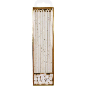 Κεριά λευκά με glitter 14cm 16τεμ PME