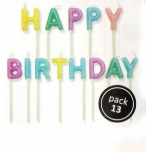 Κεριά happy birthday πολύχρωμα παστέλ 2,4cm PME