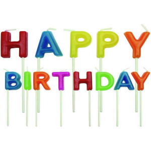 Κεριά happy birthday πολύχρωμα 2,4cm PME