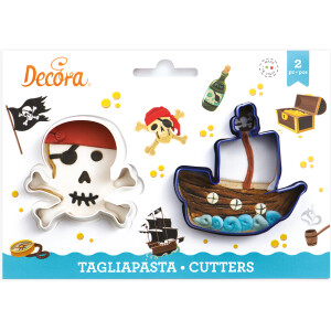 Κουπάτ καράβι πειρατικό και νεκροκεφαλή 6,5-7,5cm 2τεμ Decora