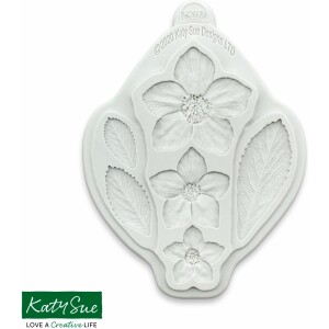 Καλούπι σιλικόνης hellebore christmas rose και φύλλα Katy Sue