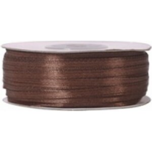 Κορδέλα σατέν καφέ 3mm 100m διπλής όψης