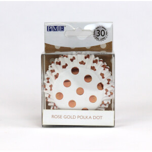 Θήκες cupcake ροζ χρυσό πουά 5cm 30τεμ PME