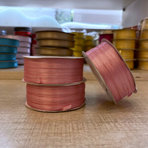 Κορδέλα σατέν ροζ rose 3mm 100m διπλής όψης