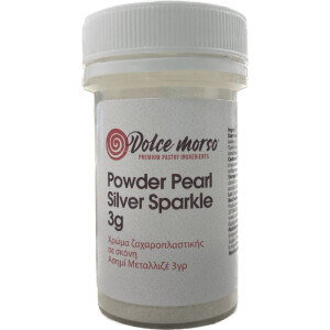 Χρώμα ζαχαροπλαστικής σκόνη ασημί pearl silver sparkle 3γρ Dolce Morso