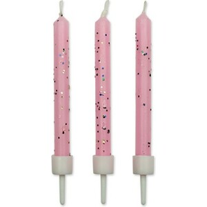 Κεριά ροζ με glitter 6cm 10τεμ PME