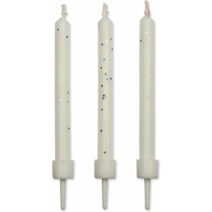 Κεριά λευκά με glitter 6cm 10τεμ PME