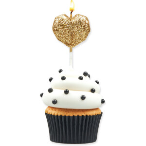 Κερί καρδιά diamond χρυσό 9,5cm Sugart