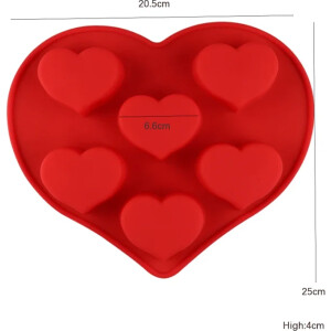 Φόρμα σιλικόνης καρδιές 6τεμ (σχήμα καρδιά)