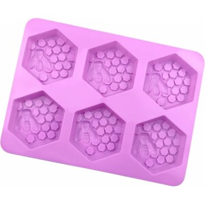 Φόρμα σιλικόνης κερύθρα εξάγωνη με μέλισσα 6τεμ