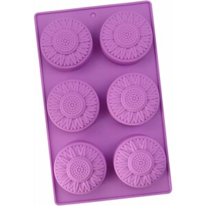 Φόρμα σιλικόνης στρόγγυλα με ηλίανθους 7,3cm 6τεμ