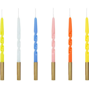 Κεριά twist πολύχρωμα 14cm 6τεμ PartyDeco