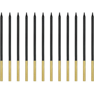 Κεριά μαύρα 14cm 12τεμ PartyDeco