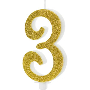 Κερί 3 χρυσό 10cm PartyDeco