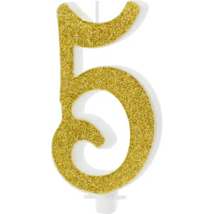 Κερί 5 χρυσό 10cm PartyDeco