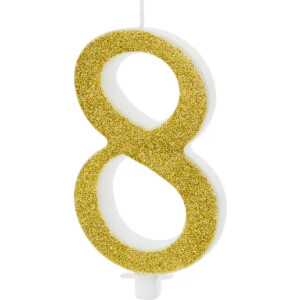 Κερί 8 χρυσό 10cm PartyDeco