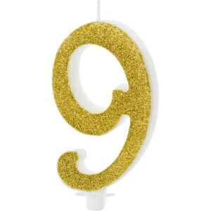 Κερί 9 χρυσό 10cm PartyDeco