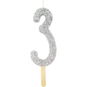 Κερί 3 ασημί 8cm PME